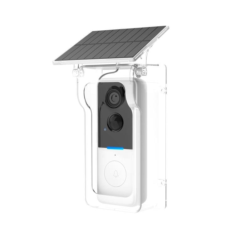 Smart dörrklocka med kamera, solpanel och regnskydd - Vit/Transparent / Dörrkamera / Ringklocka