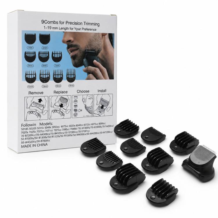 Trimmerhuvud med 9 distanskammar 1-19mm till Braun Series 5/6/7 / Trimmerhuvud / Distanskamsset