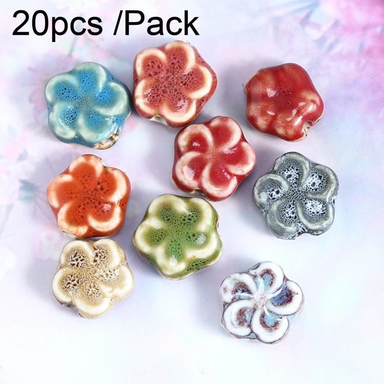 Keramikpärlor blomma 16mm 20-pack - Blandade färger / Smyckespärlor / DIY-pärlor