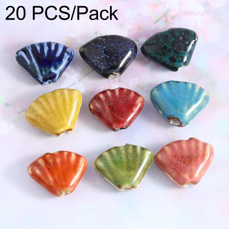 Keramikpärlor blomma glaserade 18x23mm 20-pack - Blandade färger / Smyckespärlor / DIY-pärlor
