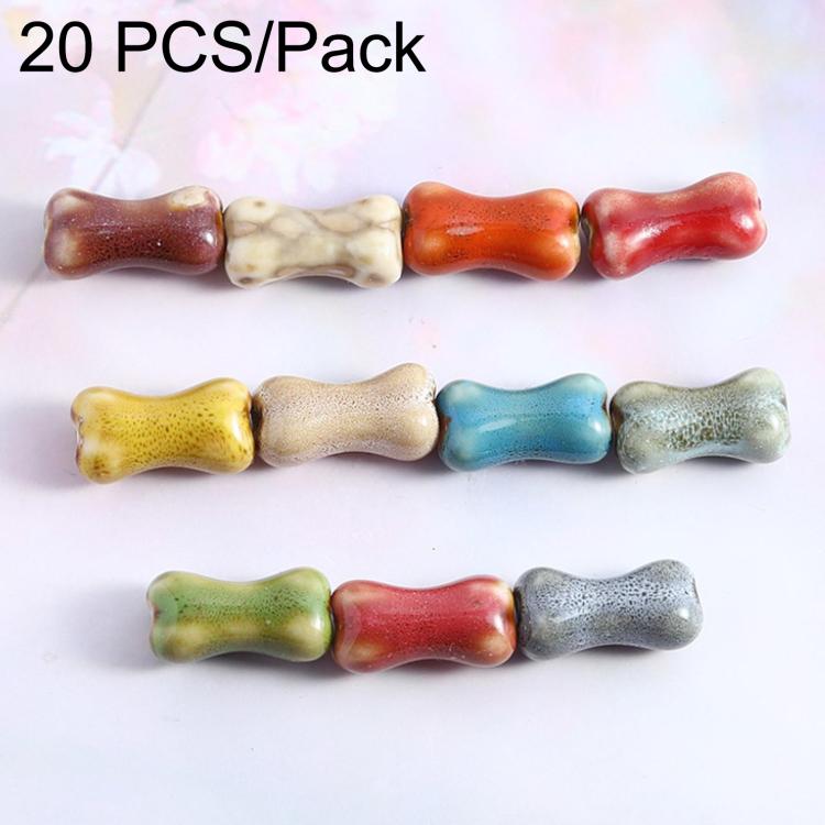 Keramikpärlor hundben 18x9mm 20-pack - Blandade färger / Smyckespärlor / DIY-pärlor
