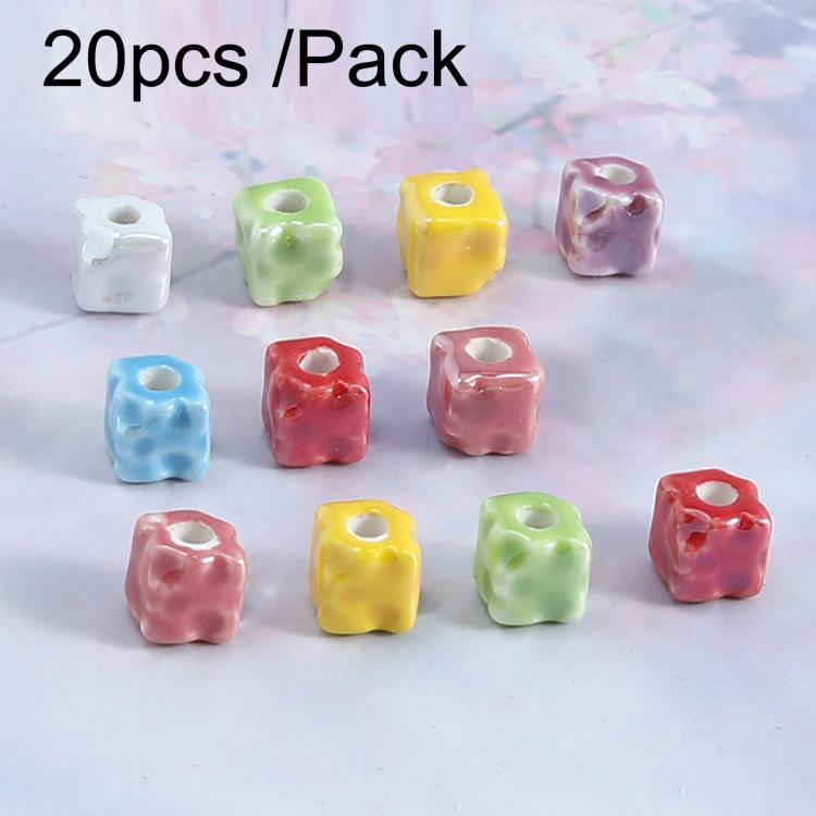 Keramikpärlor kub 8,6x8,5mm 20-pack - Blandade färger / Smyckespärlor / DIY-pärlor