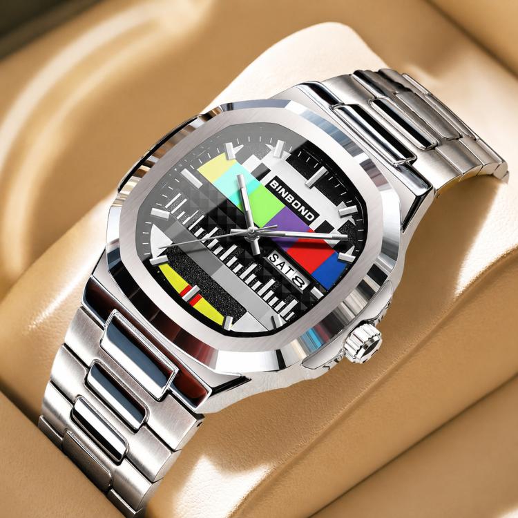 Armbandsur herr quartz i stål med retrodesign - Silver / Herrklocka / Analog klocka
