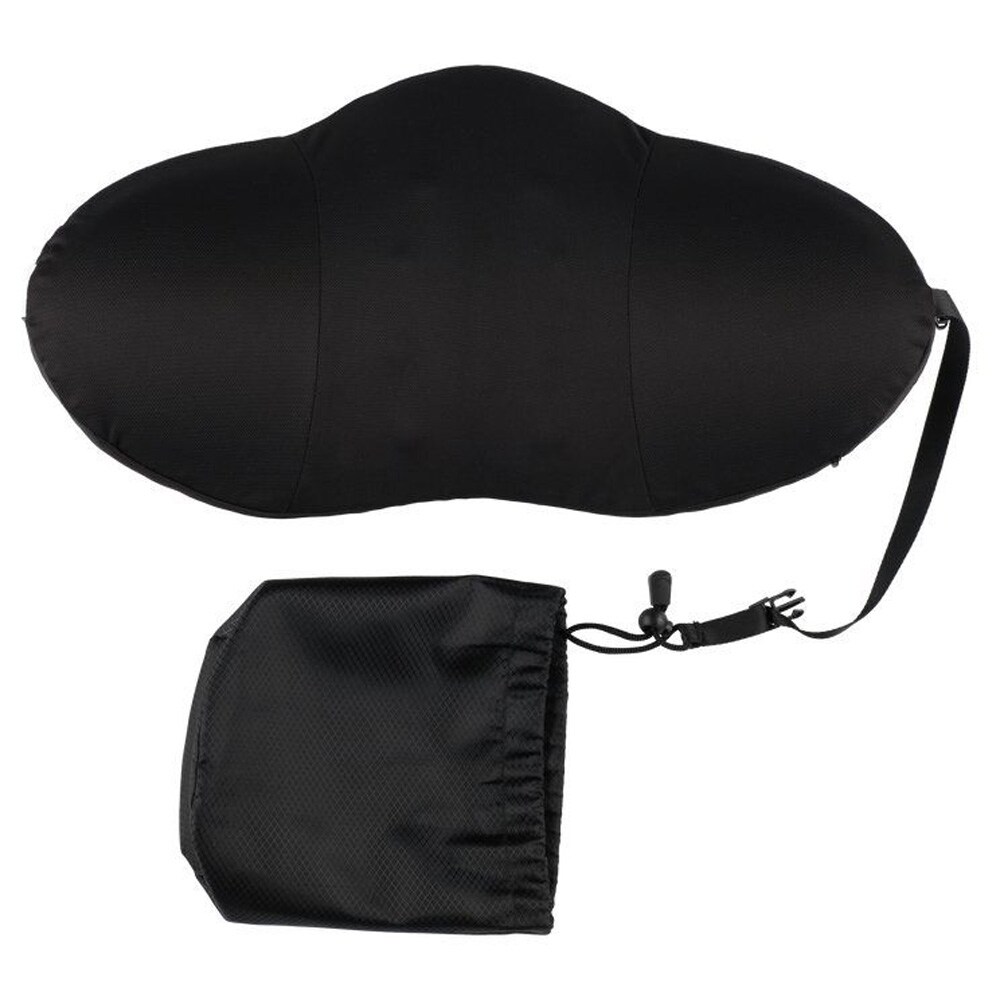 Ländryggskudde / nackkudde i memory foam / stödkudde 50×13×25 cm med bärväska – Svart