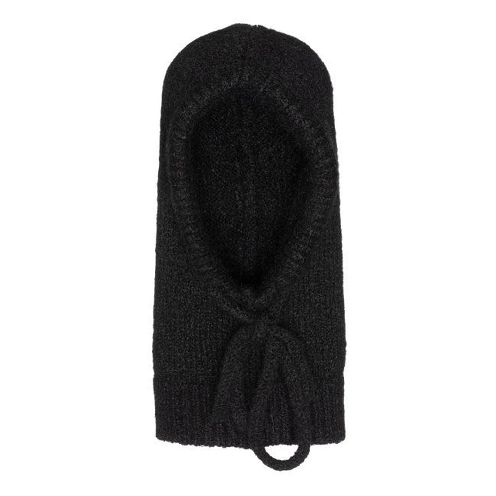 Stickad Luva - Svart / Stickad balaklava / Värmande stickad huva med halskrage för dam
