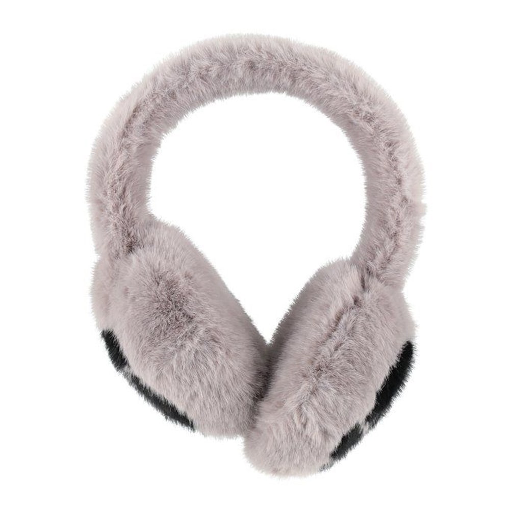 Öronvärmare Ros -grå / Mjuka öronmuffar / Värmande öronskydd med fluffig yta och rosmönster