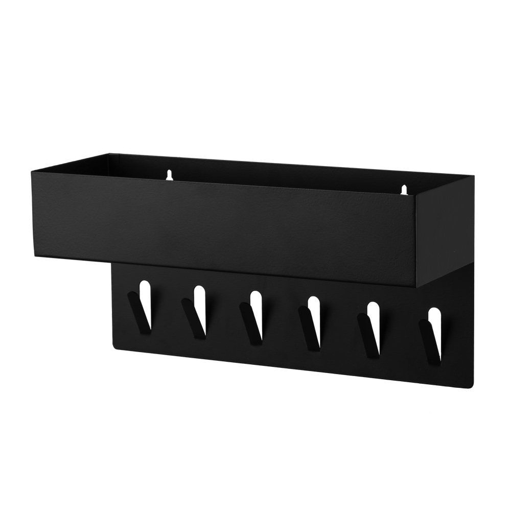 Väggkrokar Clip med förvaringslåda 30cm - Svart / Väggförvaring / Väggmonterad kroklist