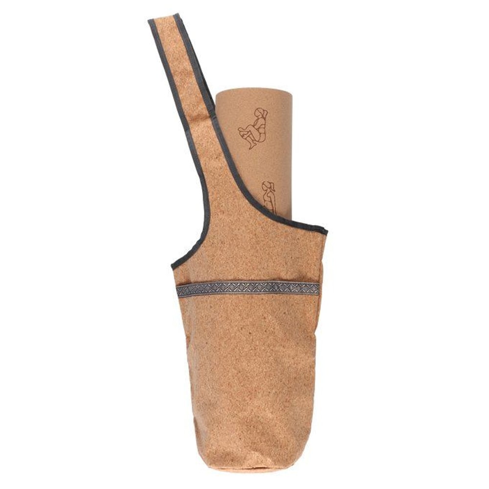Yogamatte og bæreveske / Treningsmatte med kork / Yogamatte med illustrerte stillinger