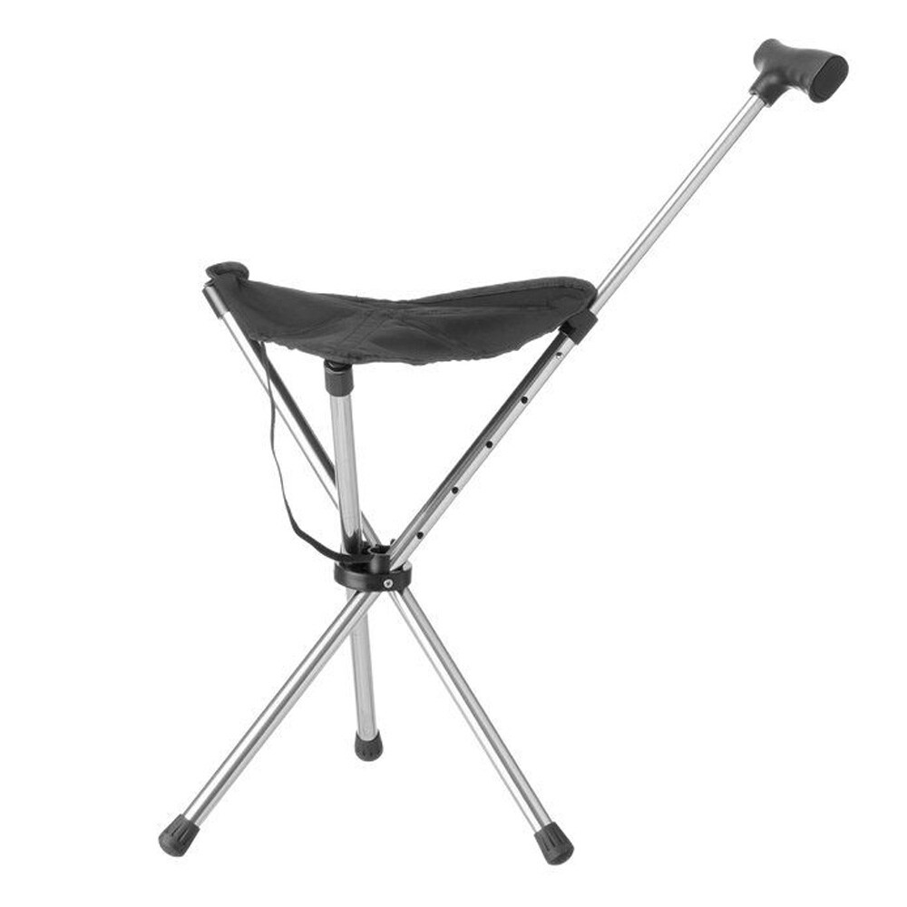 Promenadkäpp med pall / Hopfällbar sittkäpp / Justerbar käpp med utfällbar sits