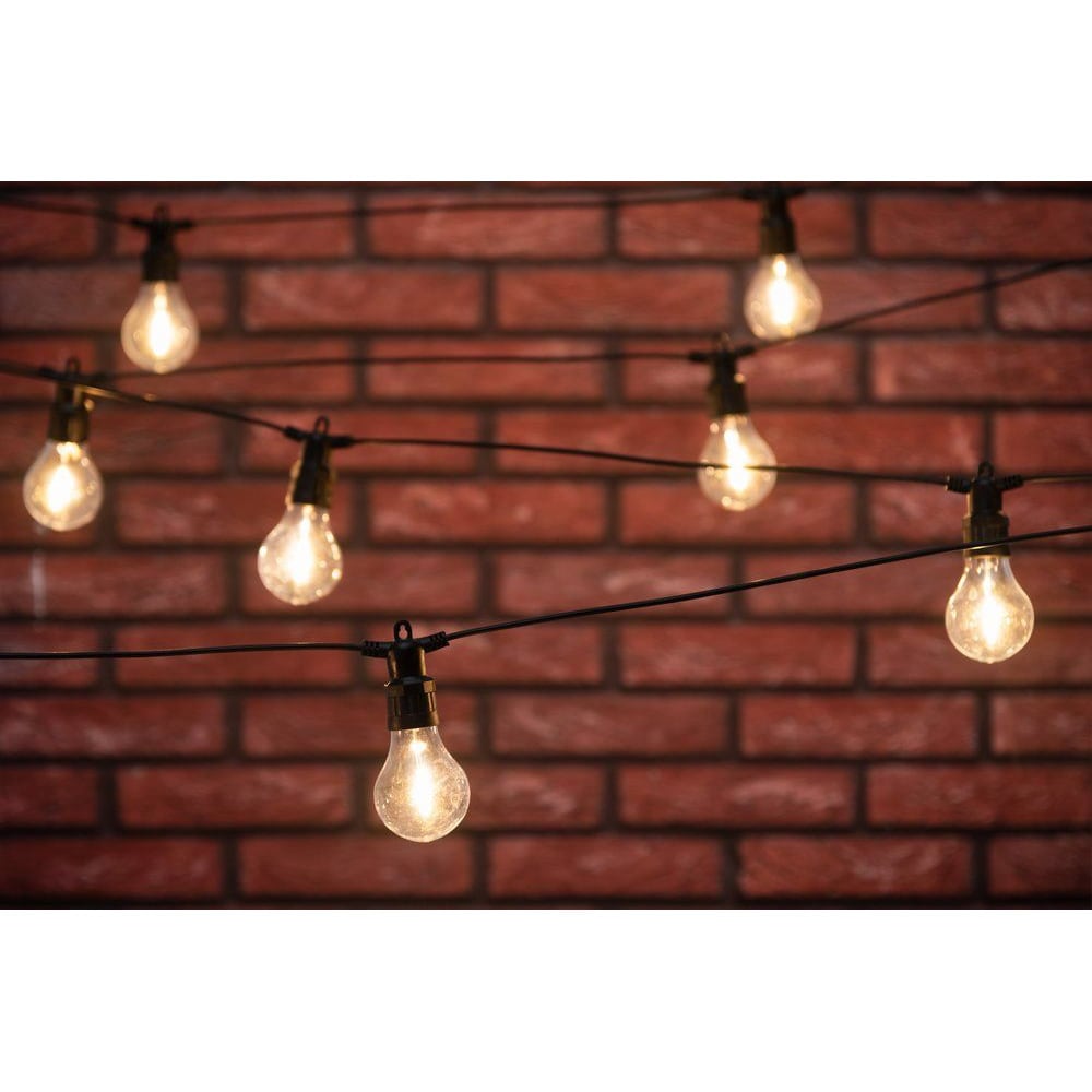 Partyljus med 10 LED-lampor / Varmvit ljusslinga med filament / Festbelysning inne och ute
