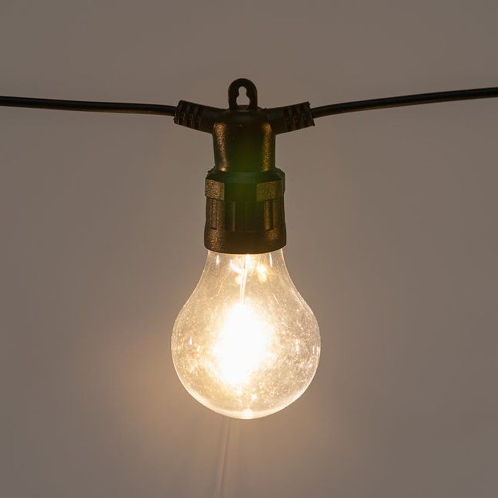 Partyljus med 10 LED-lampor / Varmvit ljusslinga med filament / Festbelysning inne och ute