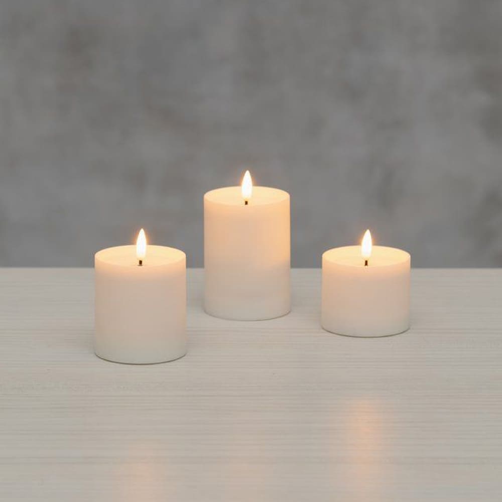 LED-blockljus med smälteffekt och 3D-låga 3-pack / Batteriljus med timer / Elektriska ljus