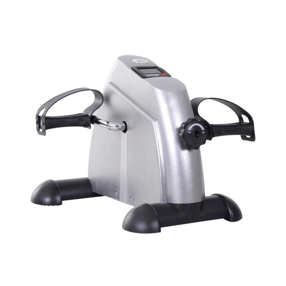 Mini motionscykel för ben och armar / pedaltränare med LCD-display och justerbart motstånd – Silver