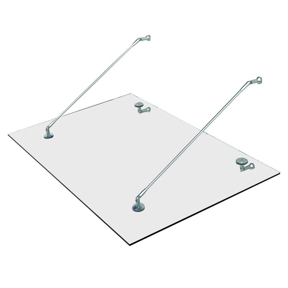 Skärmtak i härdat glas 150×90 cm / entrétak med fästen i rostfritt stål / transparent