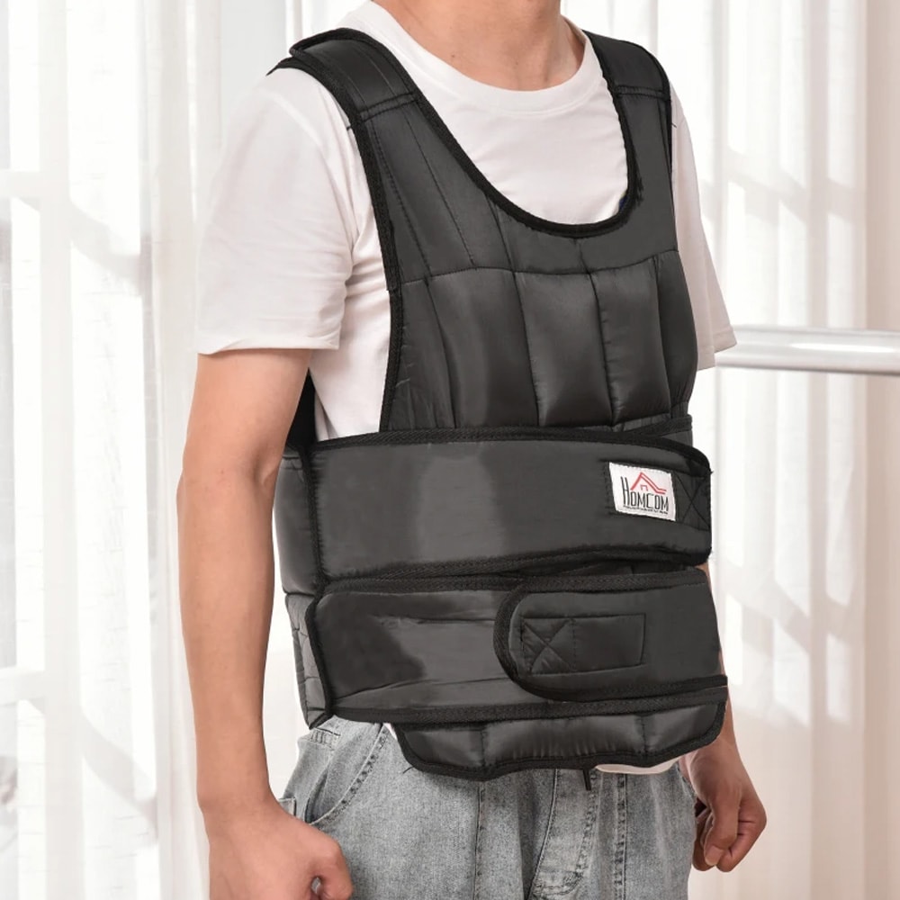 Vektvest 30 kg med 35 avtakbare vektposer / justerbar treningsvest for styrketrening – Svart