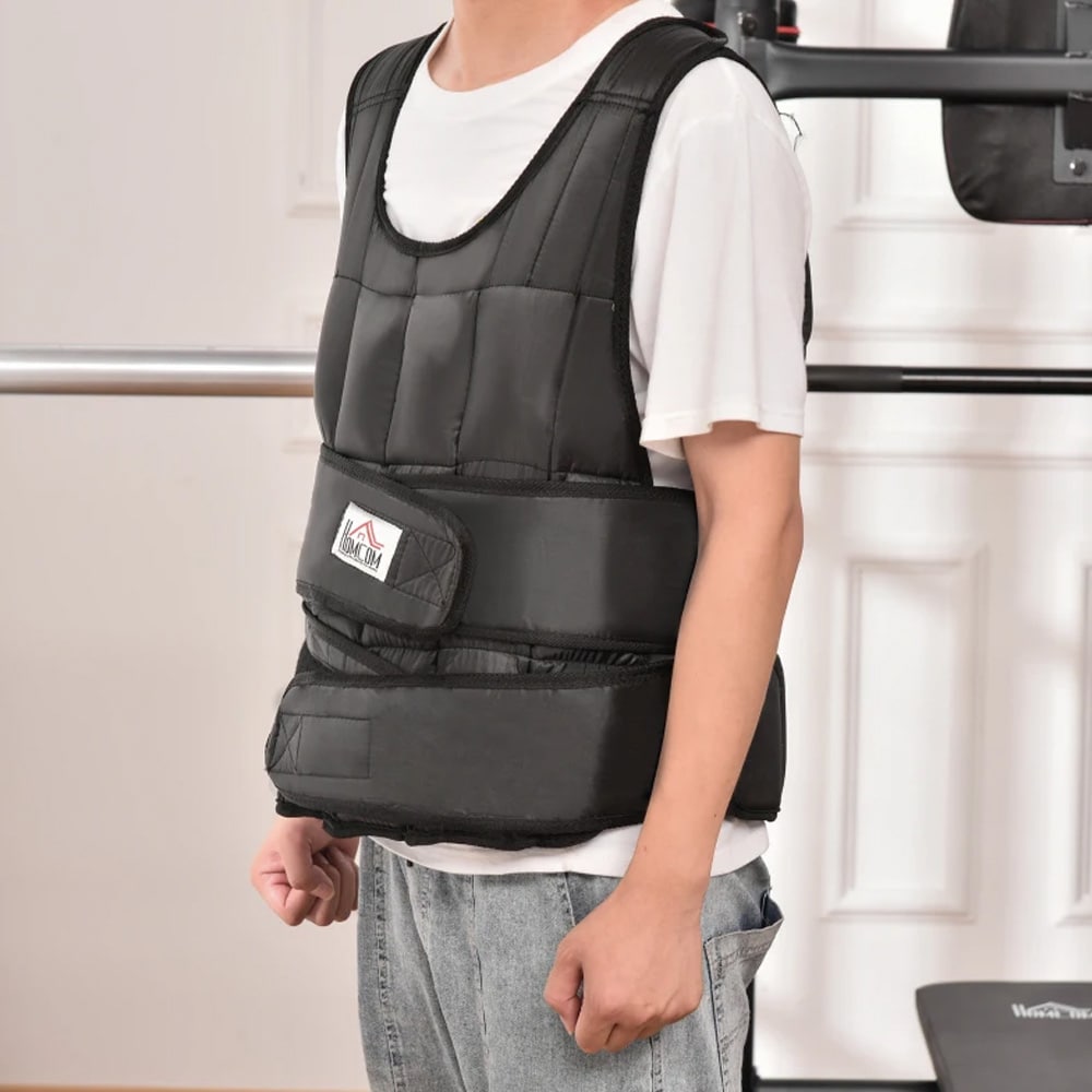 Vektvest 30 kg med 35 avtakbare vektposer / justerbar treningsvest for styrketrening – Svart