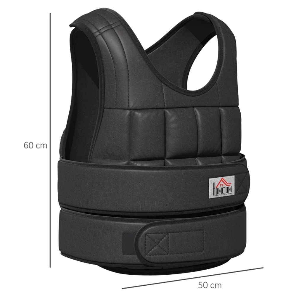 Vektvest 30 kg med 35 avtakbare vektposer / justerbar treningsvest for styrketrening – Svart