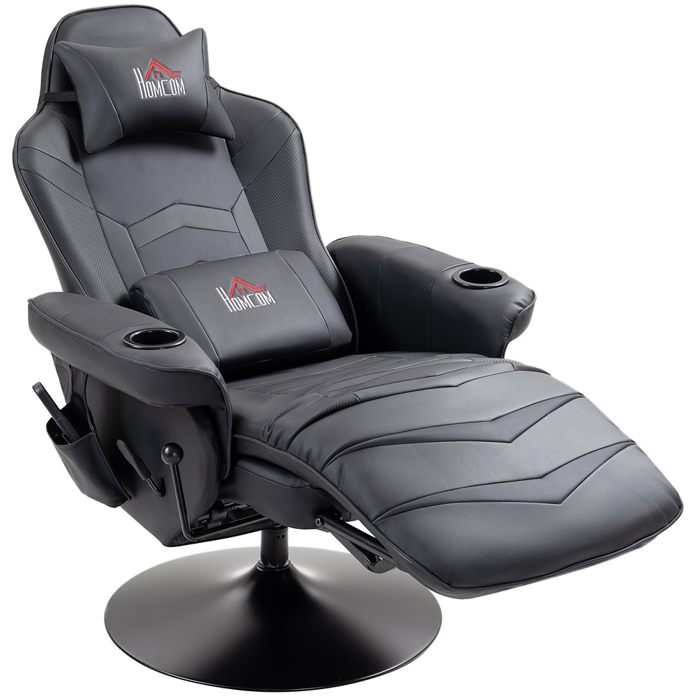 Gamingstol med massagefunktion / fåtölj med fotstöd och justerbart ryggstöd – Svart