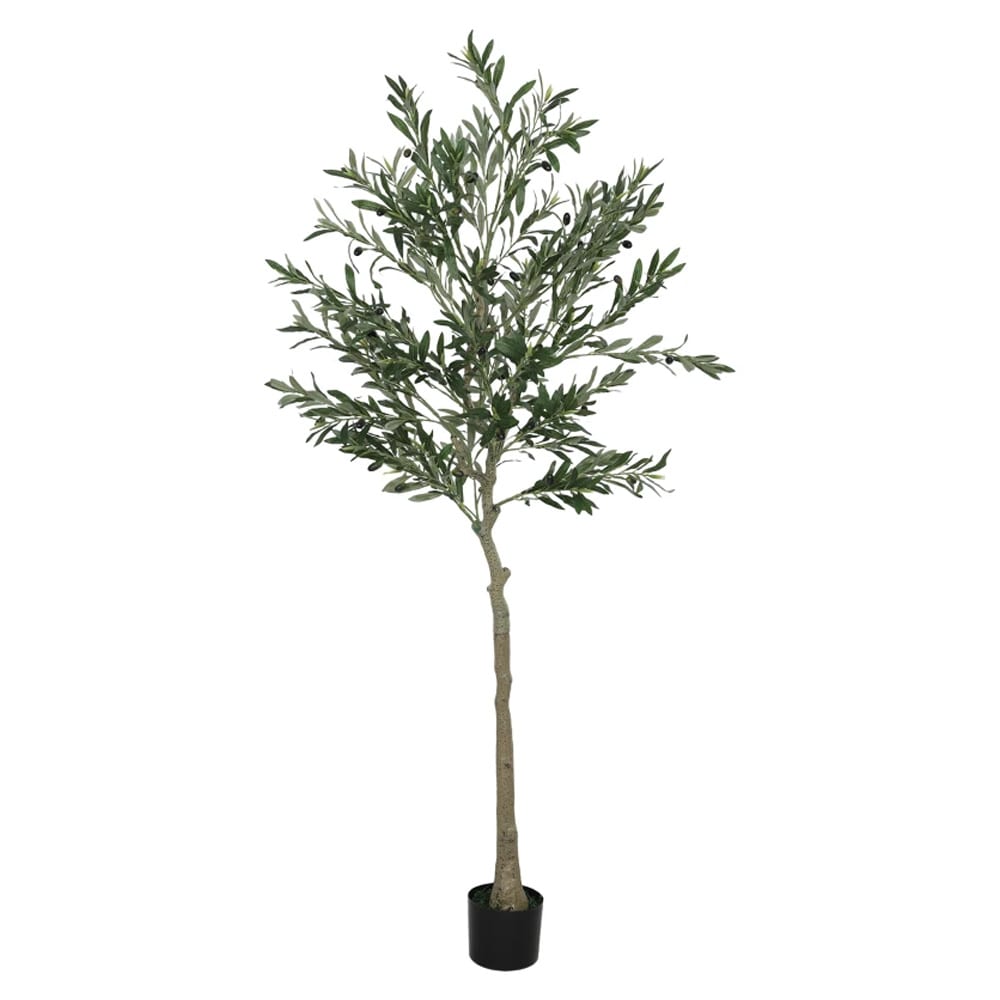 Konstgjort olivträd i kruka 180 cm / konstväxt med 900 blad och 40 oliver – Grön