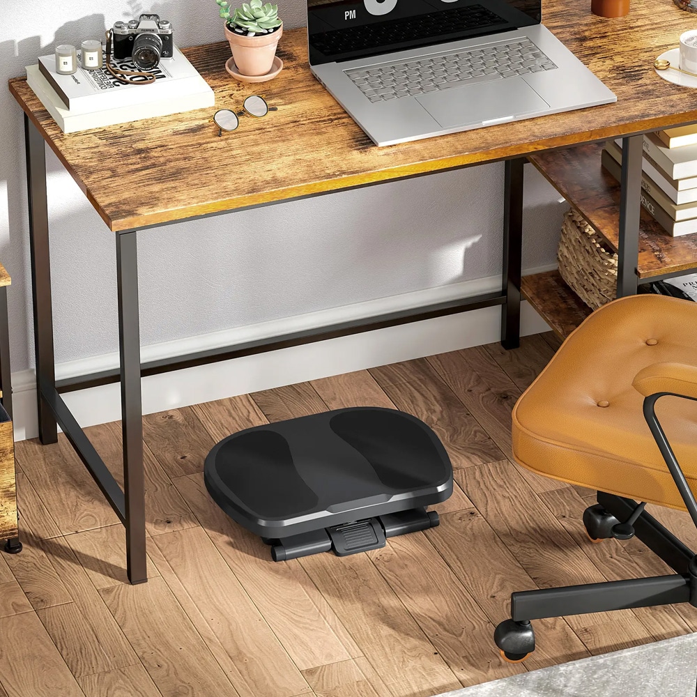 Ergonomiskt fotstöd för skrivbord 45×34 cm / justerbar höjd och lutning 0–30° – Grå