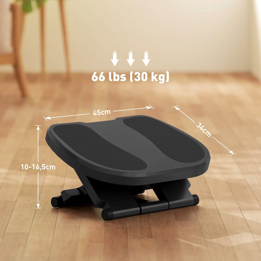 Ergonomiskt fotstöd för skrivbord 45×34 cm / justerbar höjd och lutning 0–30° – Grå