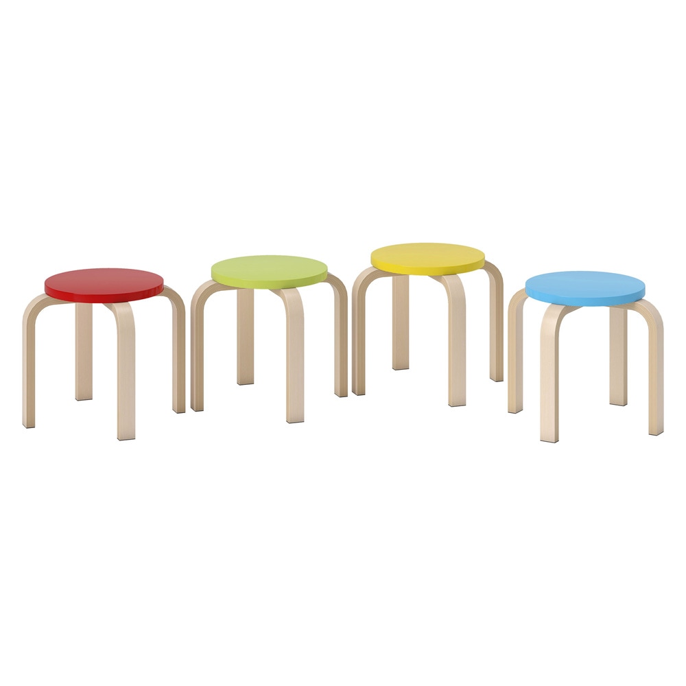 4 st stapelbara pallar / träpallar i björkplywood 36×36×30 cm – Flerfärgade / Sittpallar