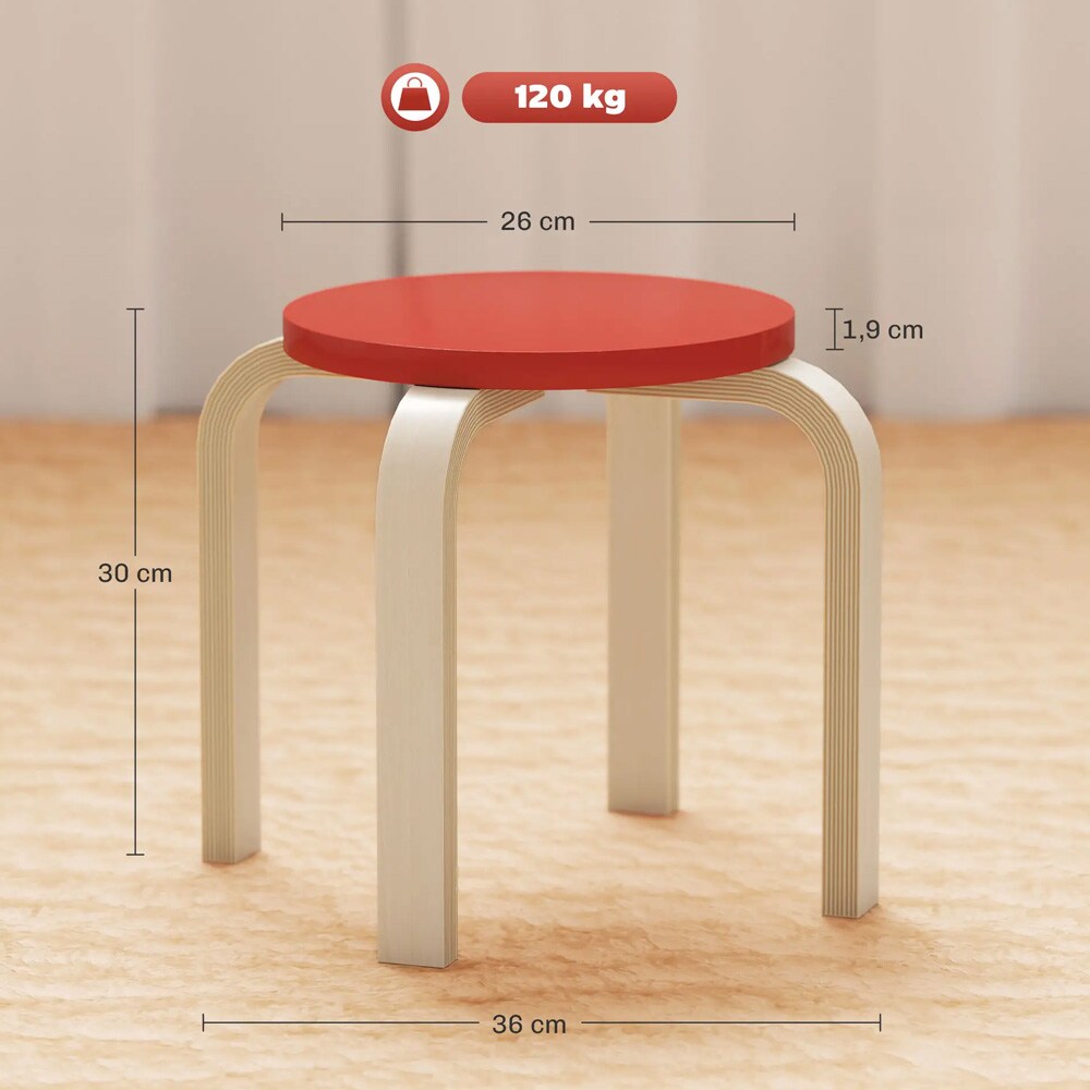 4 st stapelbara pallar / träpallar i björkplywood 36×36×30 cm – Flerfärgade / Sittpallar