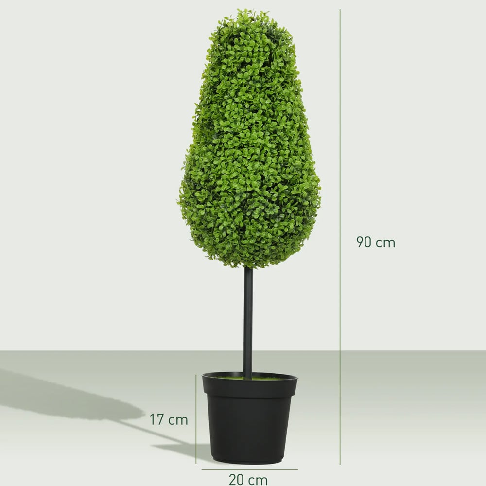 2 st konstgjorda buxbom 90 cm / droppformade konstväxter i kruka – Grön / Konstbuxbom