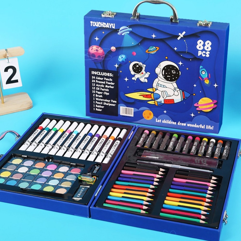 Målarset Astronaut 88 delar - blå / Kreativt konstnärsset / Ritset för barn i väska