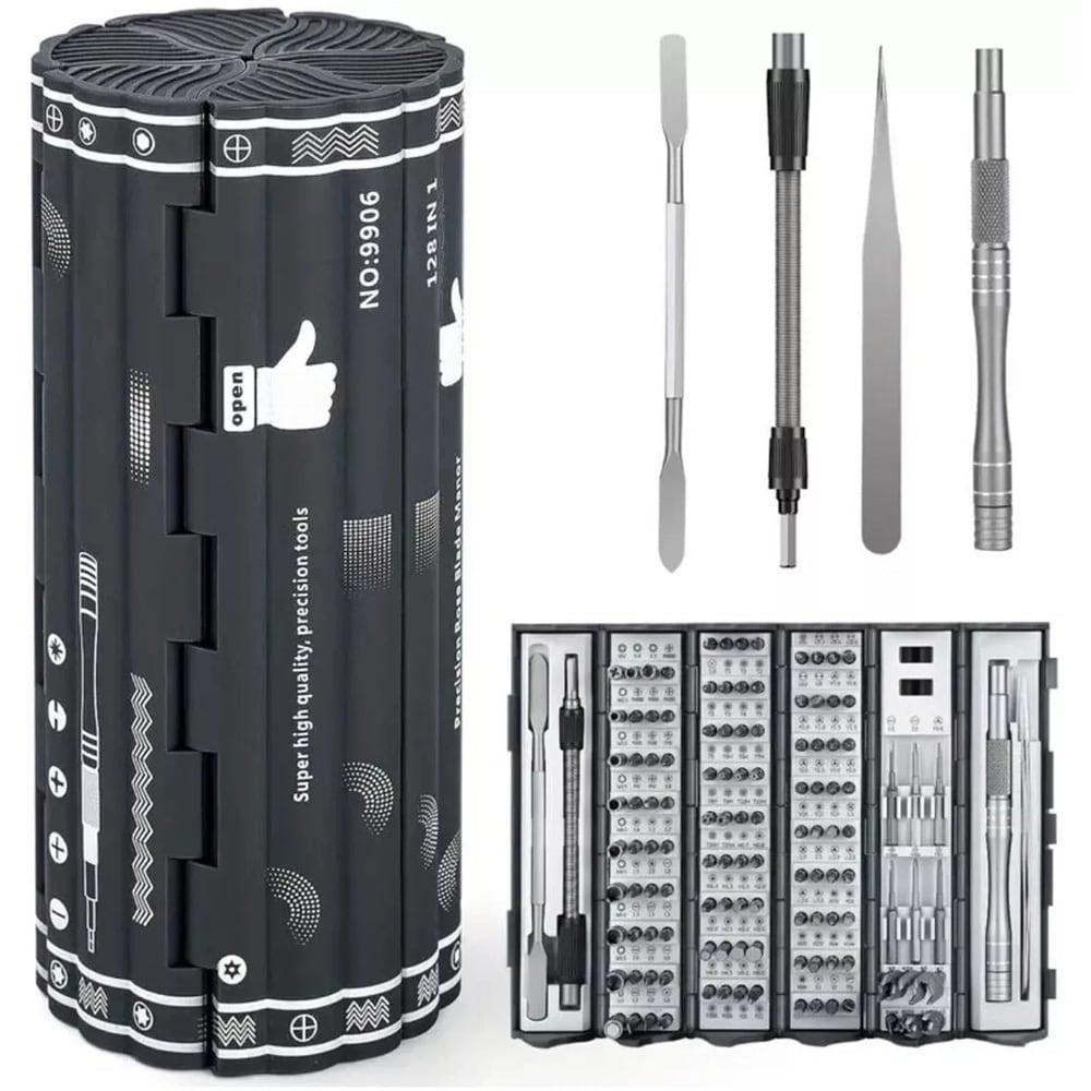 Precisionsskruvmejselset magnetiskt 128-i-1 / Elektronikverktyg med 120 bits / Reparationskit