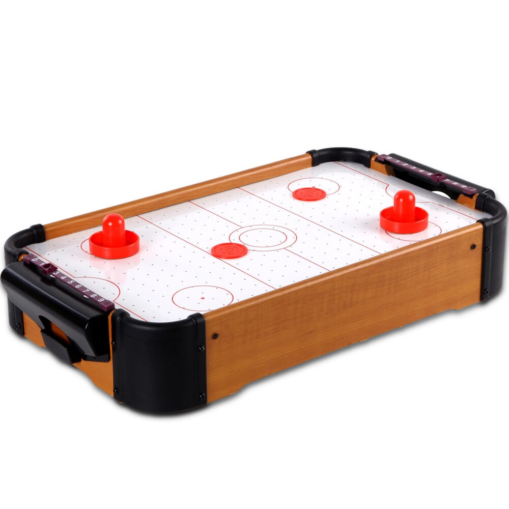 Airhockeybord i trä för barn / Kompakt air hockey-bord / Bordsspel för två spelare