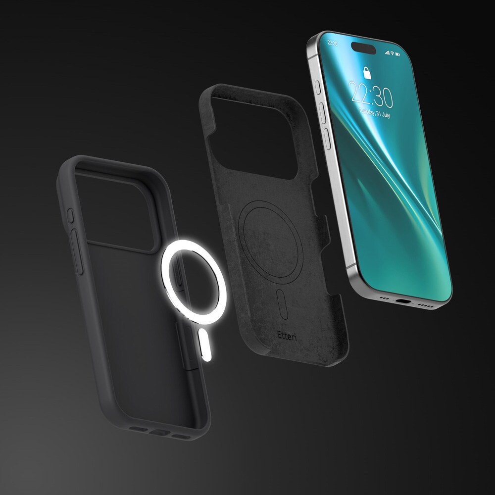 Etteri Silicone MagSafe-skal i svart för iPhone 17/18 Pro / Silikonfodral / Mjukskal