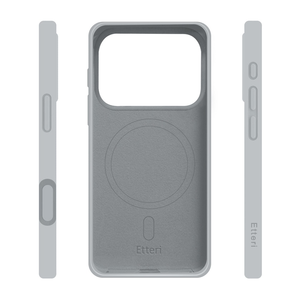 Etteri Silicone MagSafe-skal i silver för iPhone 17/18 Pro / Silikonfodral / Mjukskal