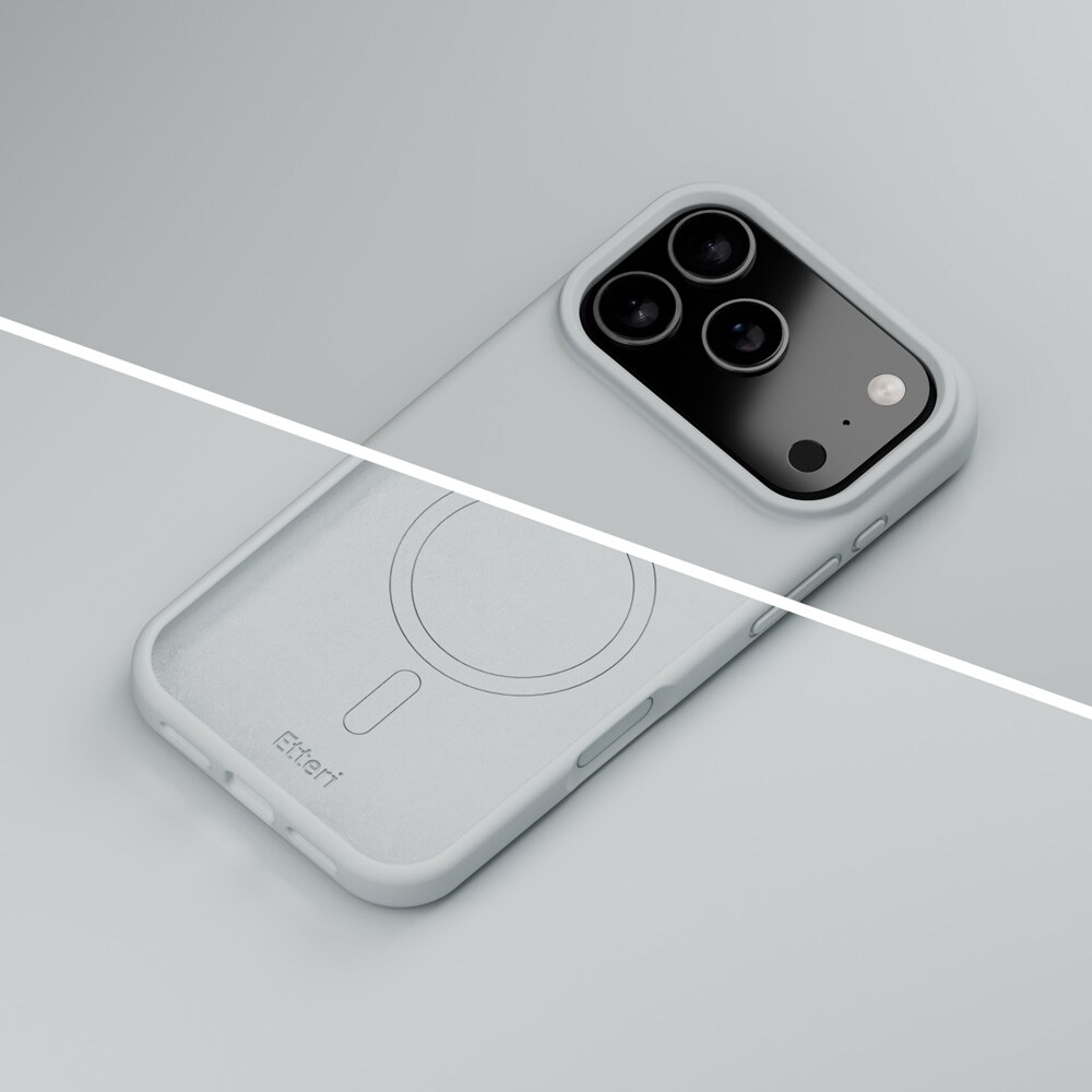 Etteri Silicone MagSafe-skal i silver för iPhone 17/18 Pro / Silikonfodral / Mjukskal