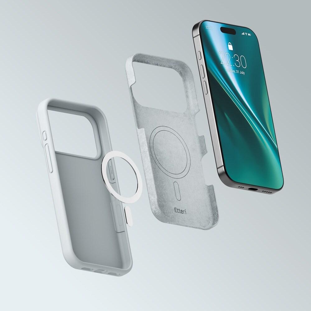 Etteri Silicone MagSafe-skal i silver för iPhone 17/18 Pro / Silikonfodral / Mjukskal
