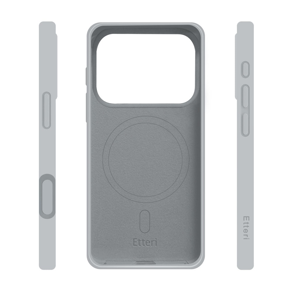 Etteri Silicone MagSafe-skal för iPhone 17/18 Pro Max - Silver / Mag-fodral / Silikonskal