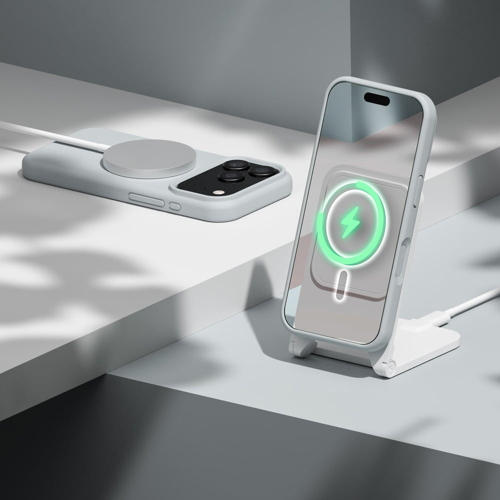 Etteri Silicone MagSafe-skal för iPhone 17/18 Pro Max - Silver / Mag-fodral / Silikonskal