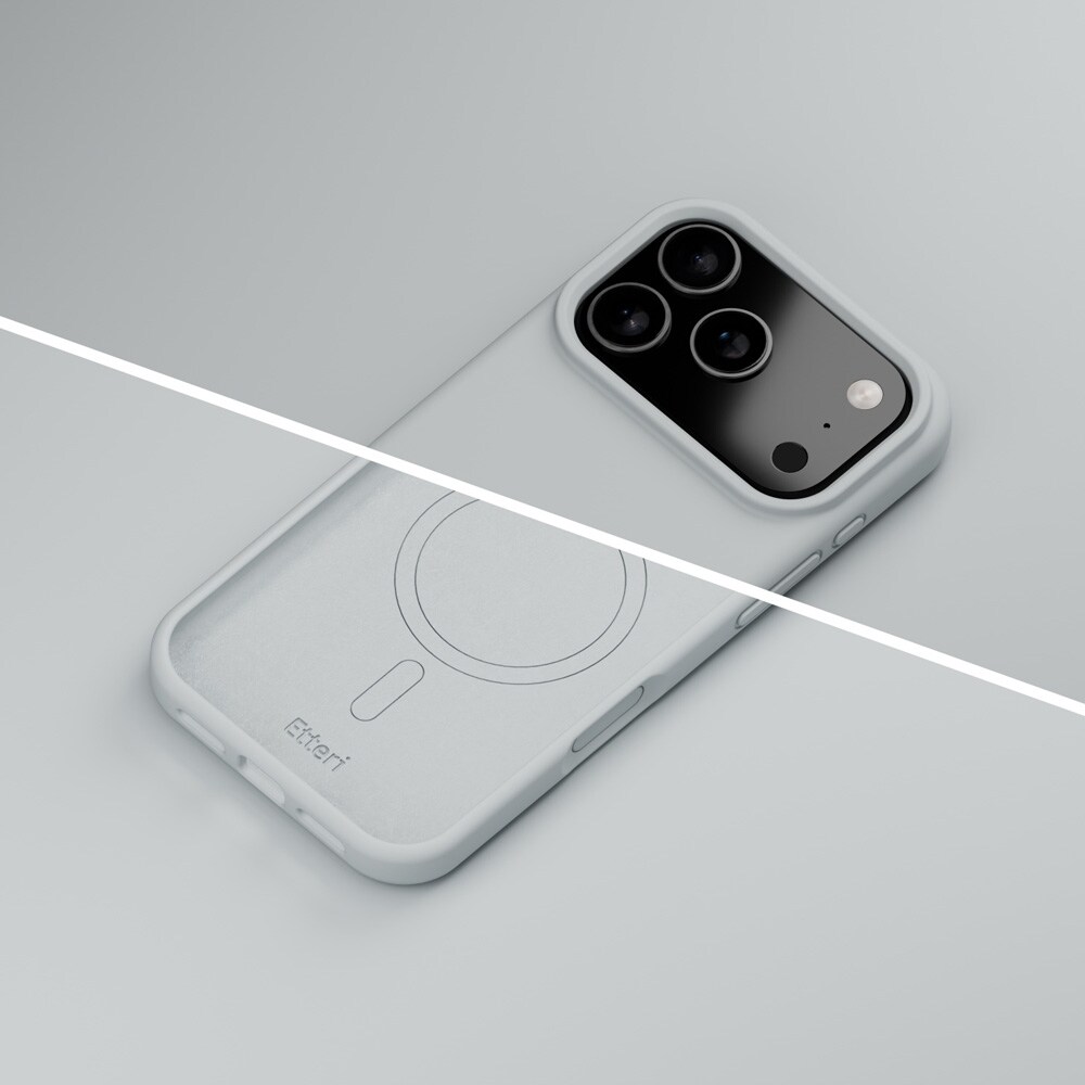 Etteri Silicone MagSafe-skal för iPhone 17/18 Pro Max - Silver / Mag-fodral / Silikonskal