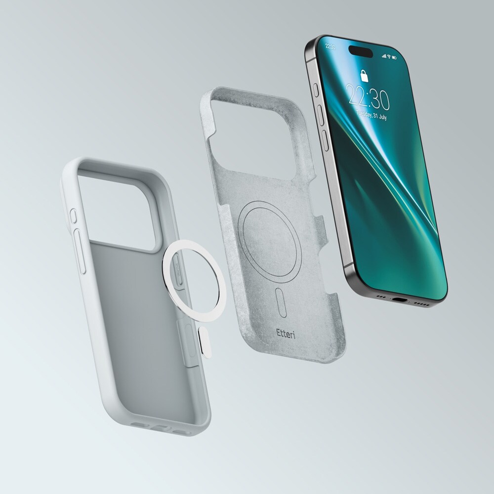 Etteri Silicone MagSafe-skal för iPhone 17/18 Pro Max - Silver / Mag-fodral / Silikonskal