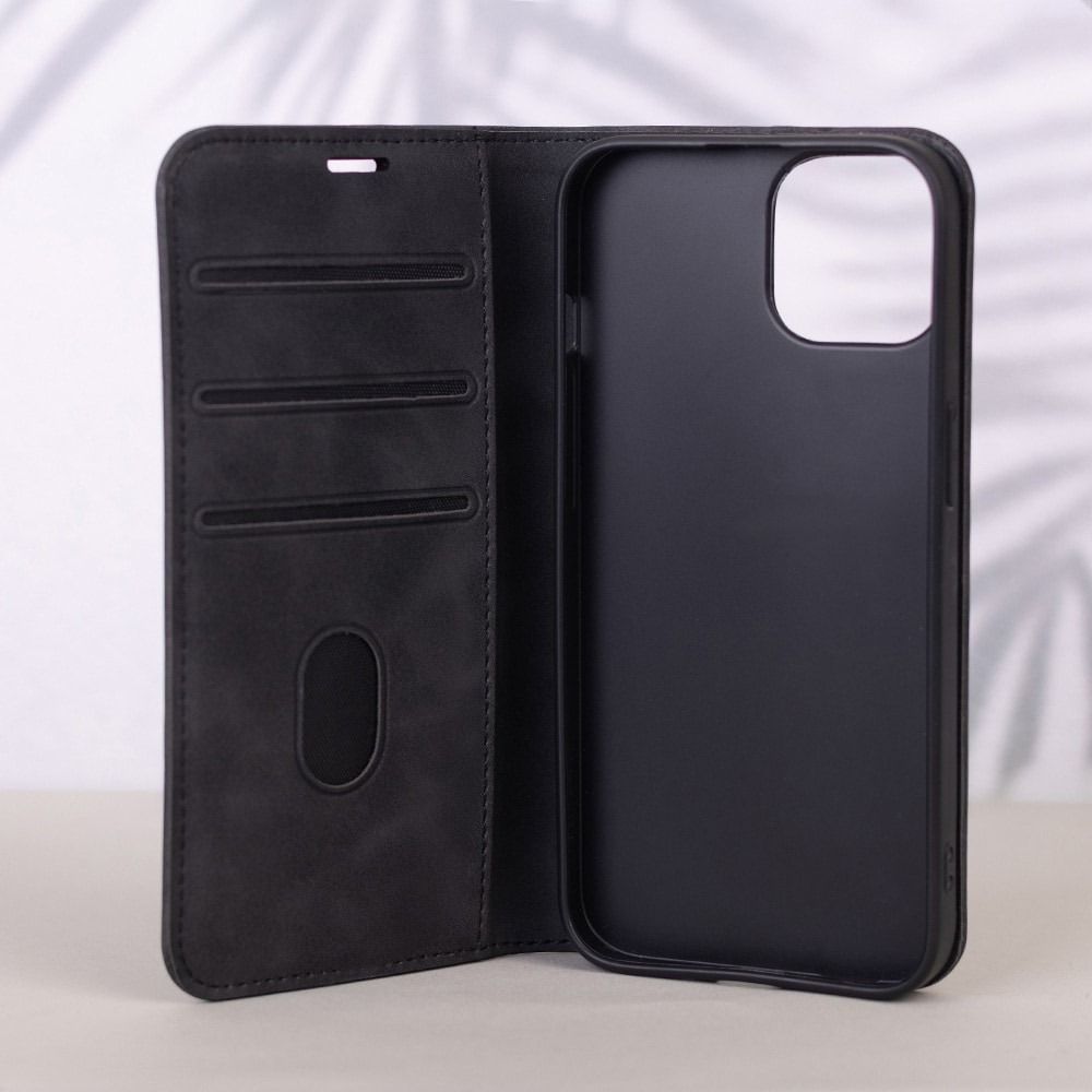 Fodral i konstläder till iPhone 17 Pro / iPhone 18 Pro - Svart / Plånboksfodral / Mobilfodral