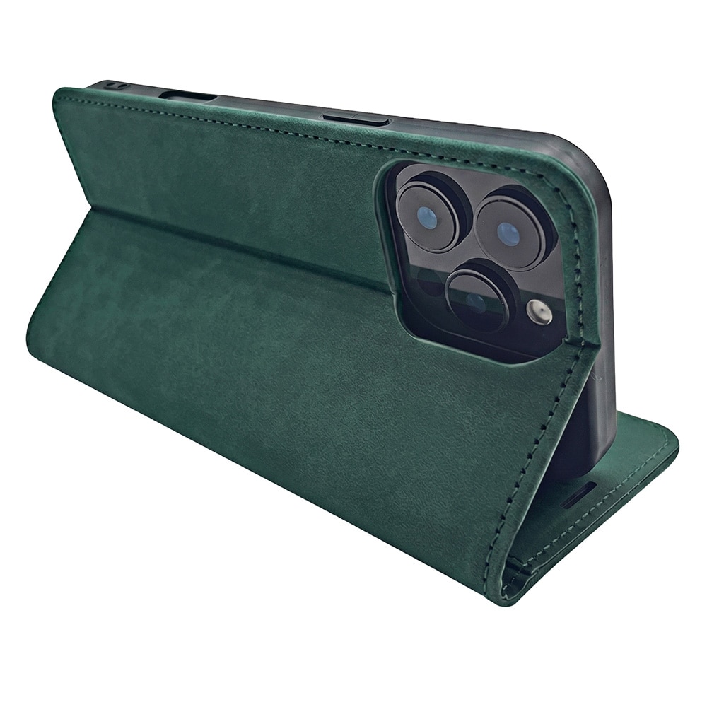 Fodral i konstläder till iPhone 17 Pro / iPhone 18 Pro - Grön / Plånboksfodral / Mobilfodral