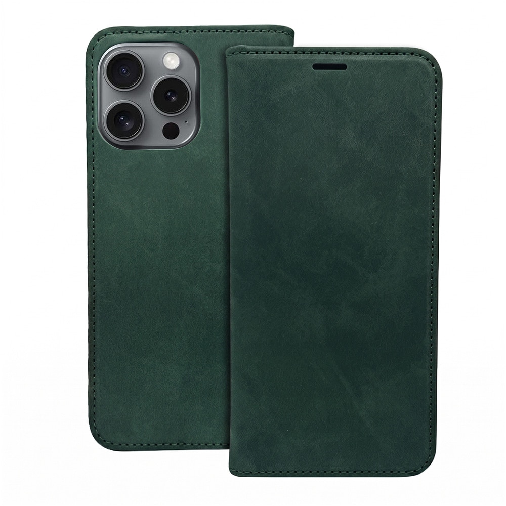 Fodral i konstläder till iPhone 17 Pro / iPhone 18 Pro - Grön / Plånboksfodral / Mobilfodral