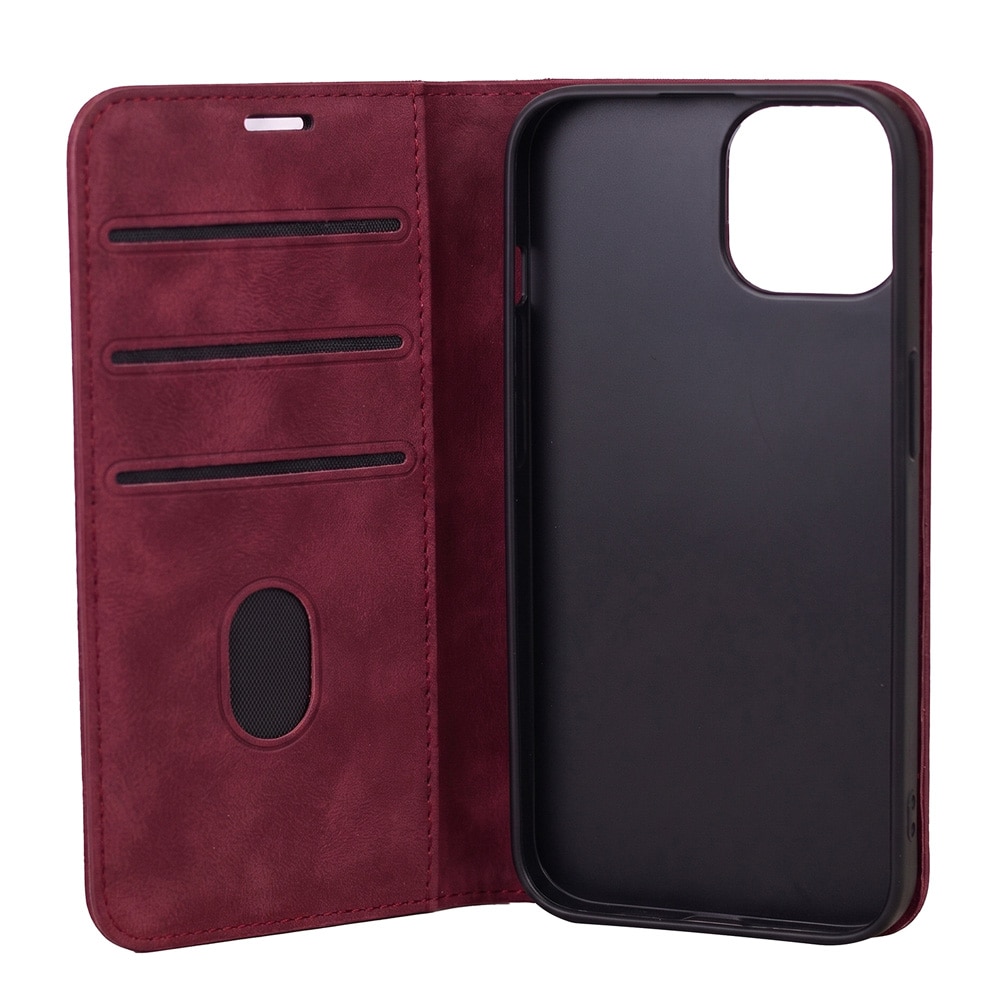 Fodral i konstläder till iPhone 17 Pro / iPhone 18 Pro - Rödbrun / Plånboksfodral / Mobilfodral