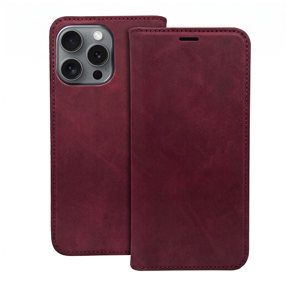 Fodral i konstläder till iPhone 17 Pro / iPhone 18 Pro - Rödbrun / Plånboksfodral / Mobilfodral