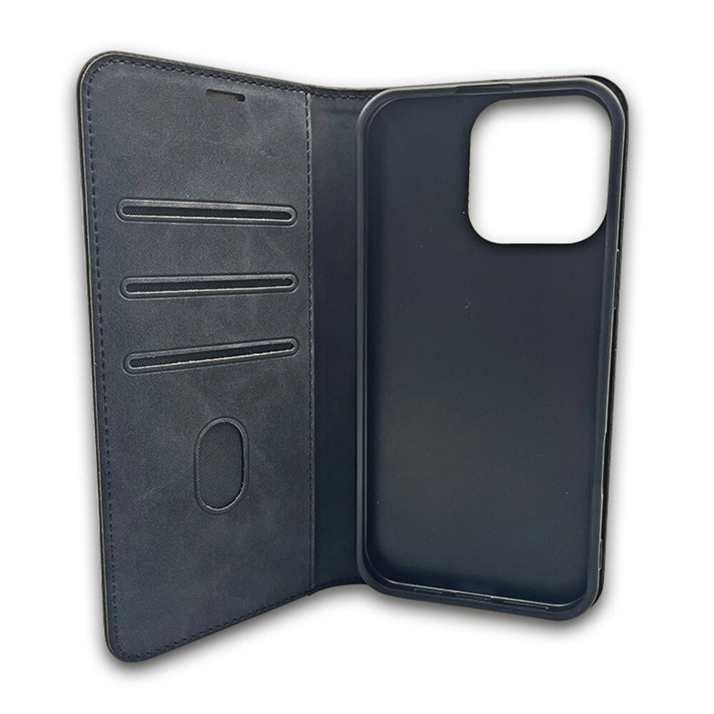 Smart Suede-fodral för iPhone 17/18 Pro Max - Svart / Plånboksfodral / Flipfodral