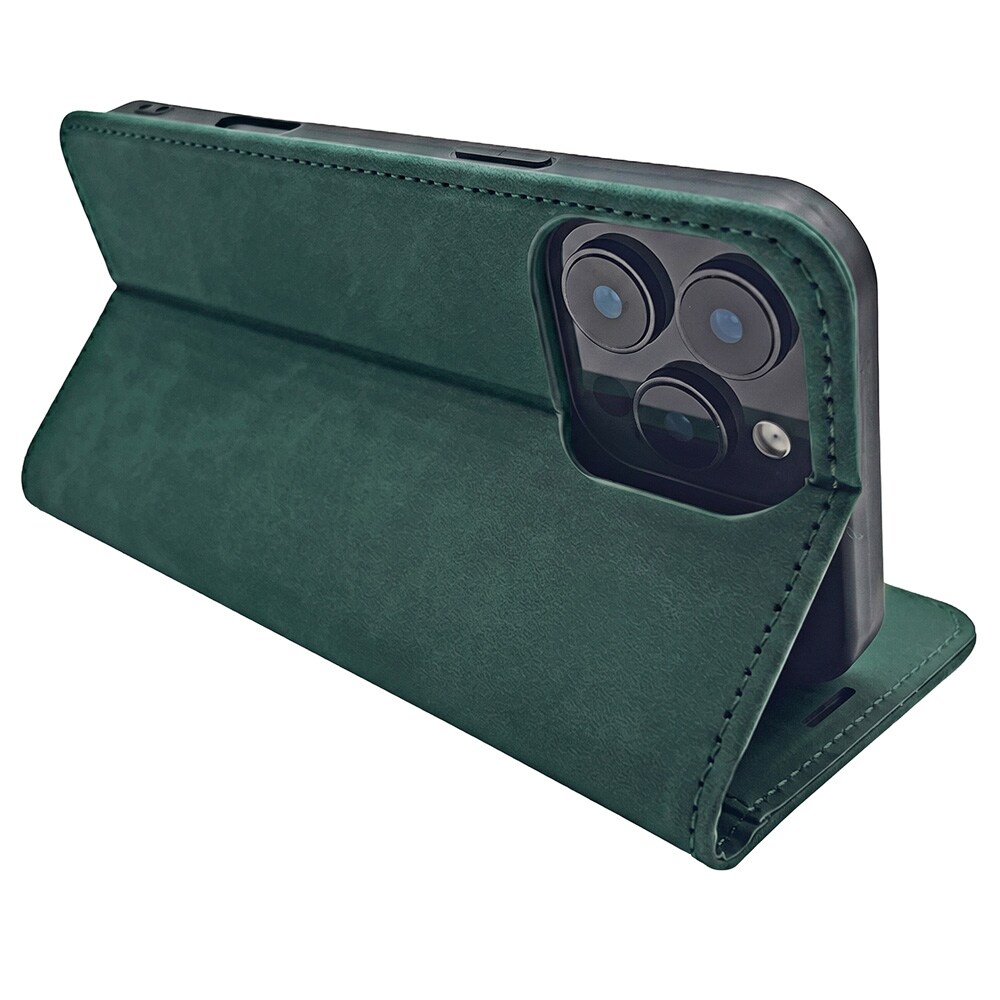 Smart Suede-fodral för iPhone 17/18 Pro Max - Grön / Plånboksfodral / Flipfodral