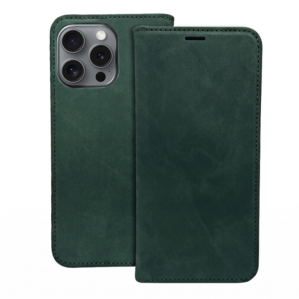 Smart Suede-fodral för iPhone 17/18 Pro Max - Grön / Plånboksfodral / Flipfodral