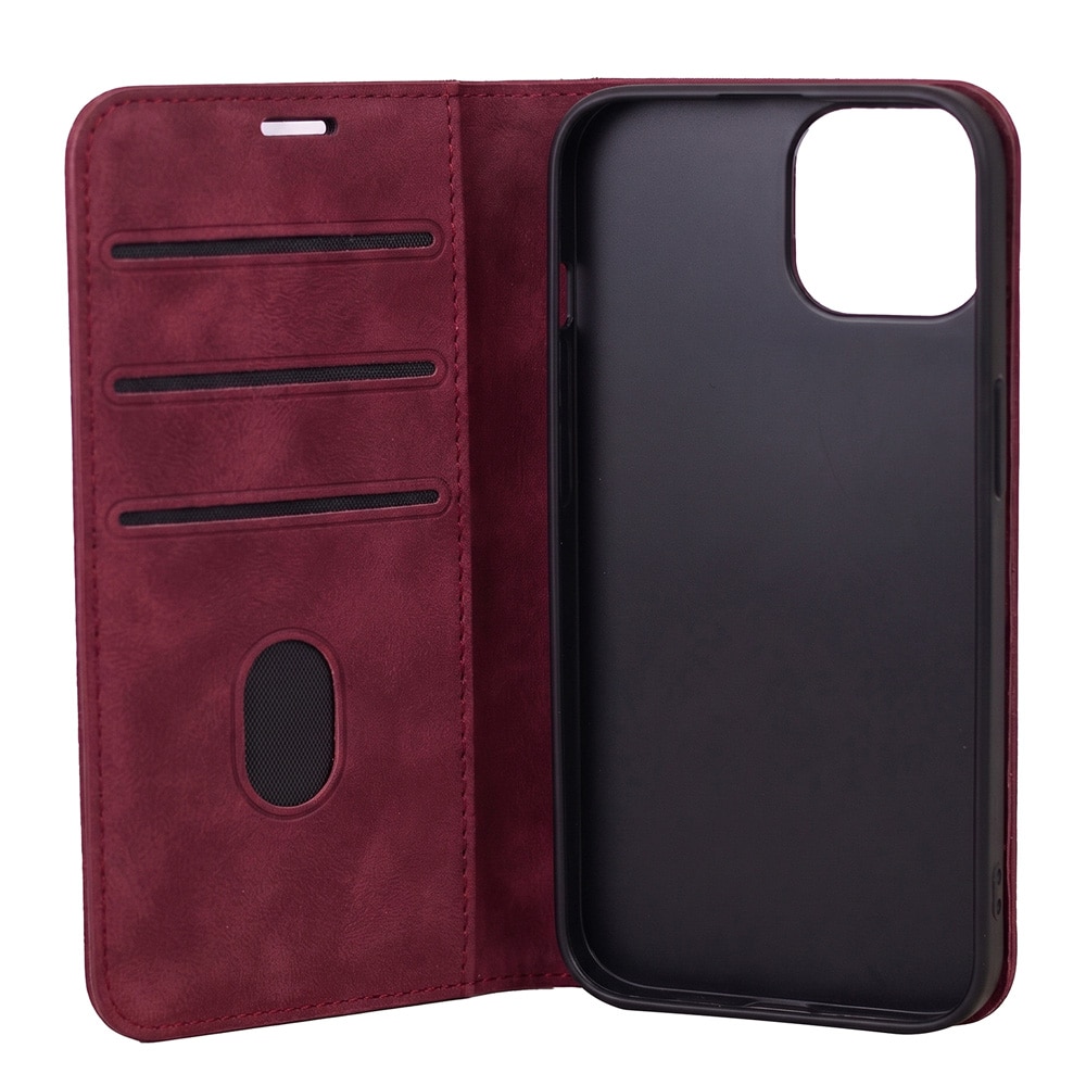 Smart Suede-fodral för iPhone 17/18 Pro Max - Rödbrun / Plånboksfodral / Flipfodral