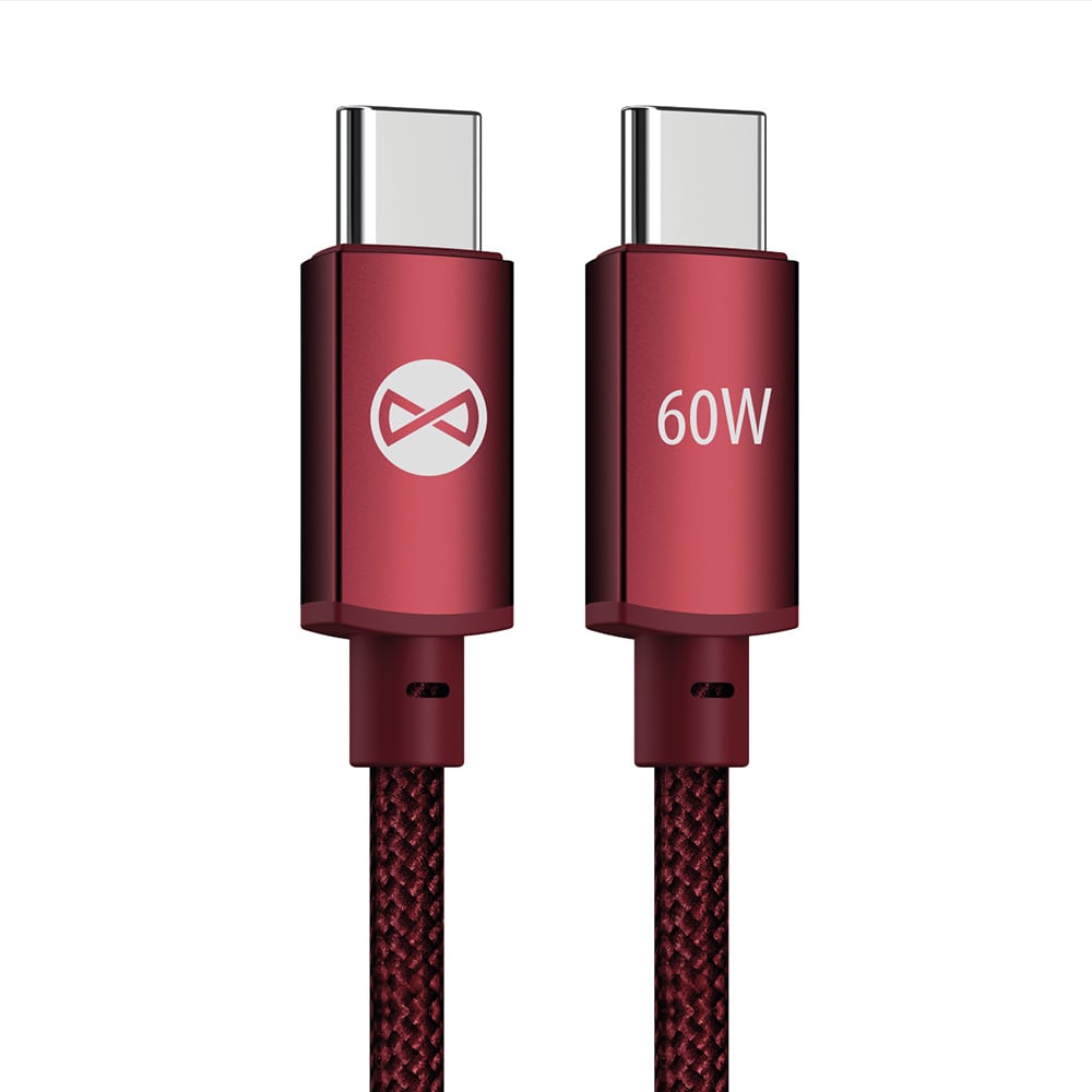Forever Vibe USB-C-Kabel 1m 60W - Vinröd / Snabbladdningskabel / USB-C-datakabel