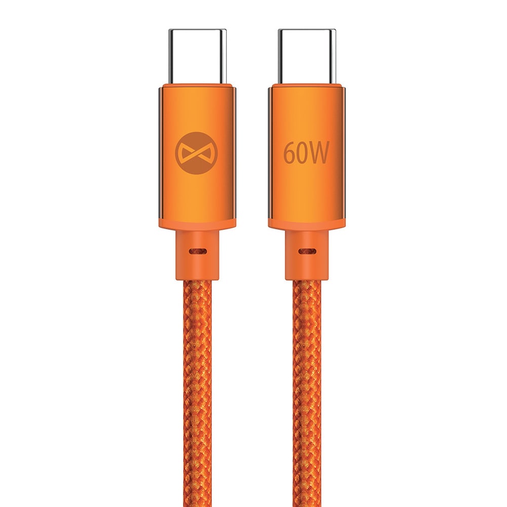 Forever Vibe USB-C-Kabel 1m 60W - Orange / Snabbladdningskabel / USB-C-datakabel